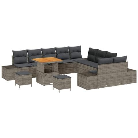Set Divano da Giardino con cuscino 13 pcs Grigio Poly Rattan - Foto 1
