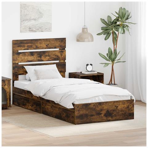 Letto con Contenitore con testiera Rovere fumé 100 x 200 cm - Foto 2