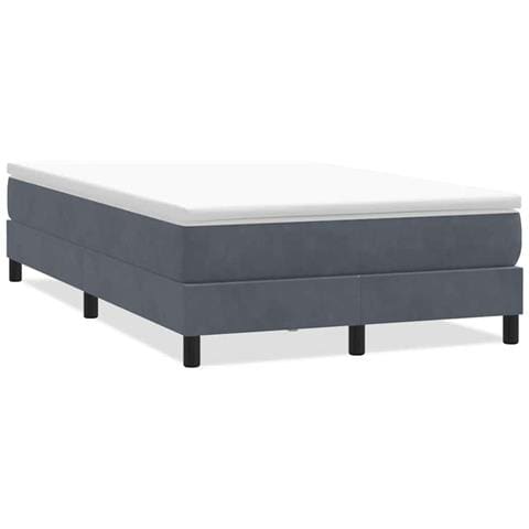 Letto a Molle senza Materasso Grigio Scuro 120x220 cm Velluto - Foto 1
