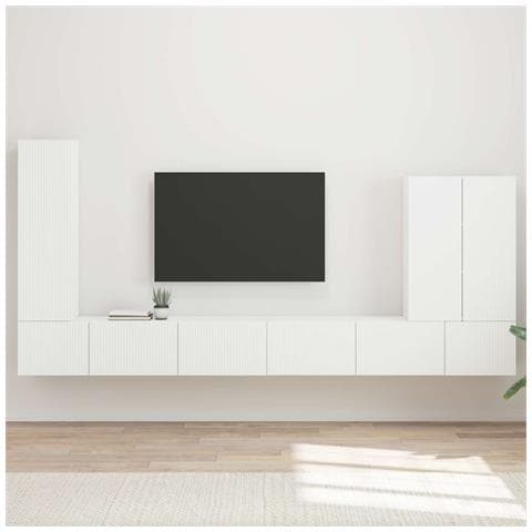 Set di Mobiletto da TV a Parete Montaggio a parete 6 pcs Bianco - Foto 2