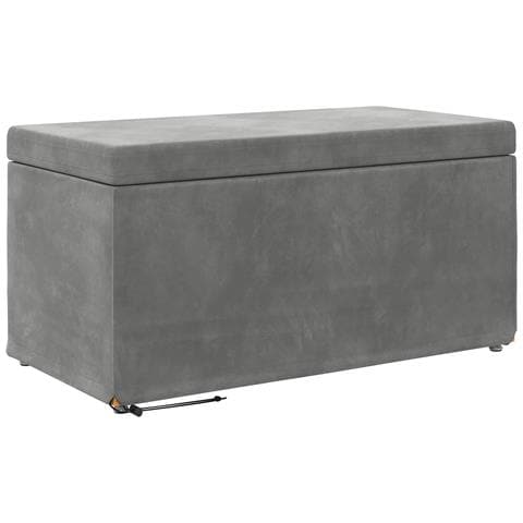 Pouf Grigio scuro Velluto e Legno Ingegnerizzato - Foto 1