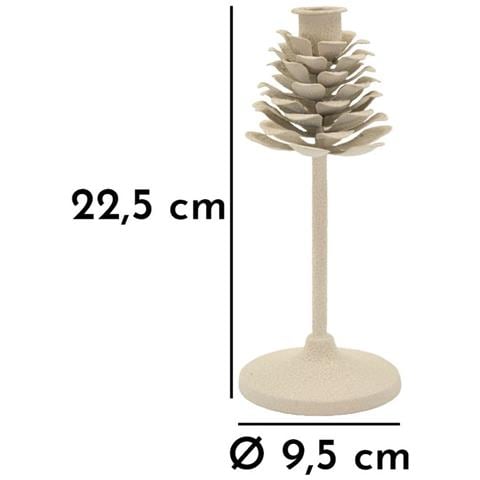 Portacandele Dune Pigna Medio In Ferro Crema A Forma Di Pigna — Ø 9,5 X H 22,5 Cm - Foto 6