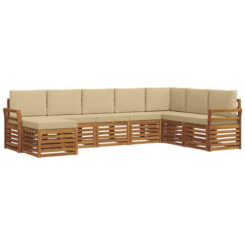 Set divani 8 pcs Naturale e Beige Legno di Acacia Massello - Foto 1