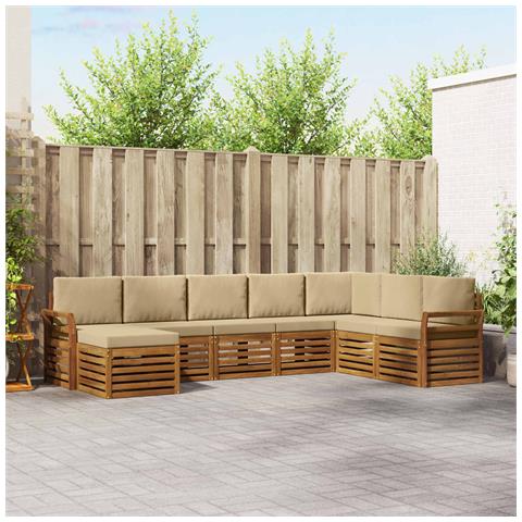 Set divani 8 pcs Naturale e Beige Legno di Acacia Massello - Foto 2
