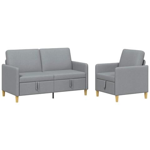 Set di Divani con Storage 2 pcs Grigio Chiaro Poliestere - Foto 1