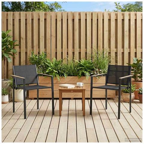 Sedie da giardino 2 pcs Nero e antracite 53,5 x 59 x 77 cm - Foto 2