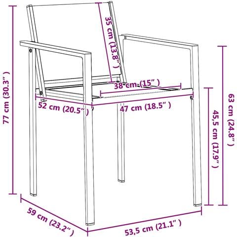 Sedie da giardino 2 pcs Nero e antracite 53,5 x 59 x 77 cm - Foto 6