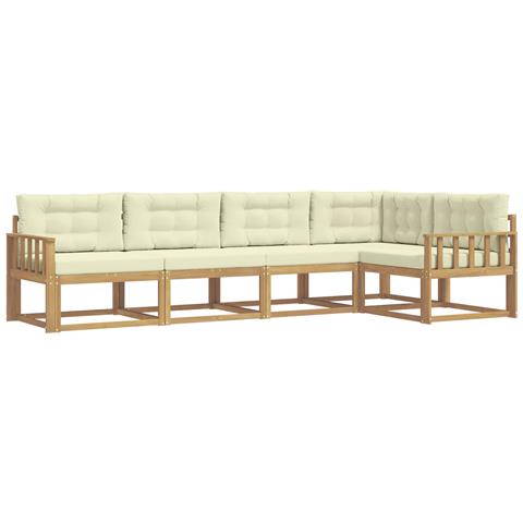 Set di divani da esterno 4 pcs Bianco e Crema Poliestere - Foto 1