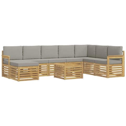 Set di divani da esterno 7 pcs Bianco e Grigio Chiaro - Foto 1