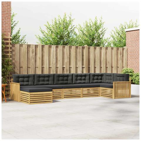Set di divani da esterno con cuscino 7 pcs Bianco e Antracite - Foto 2