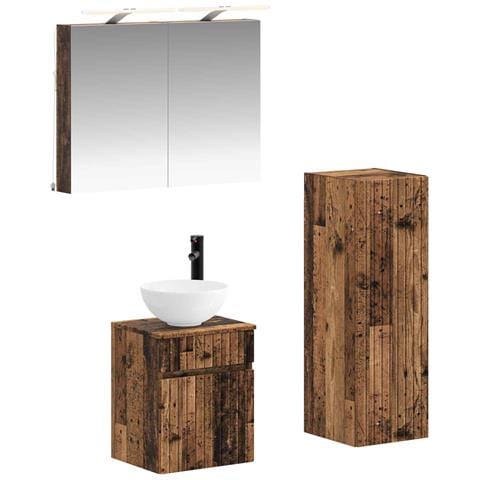 Set di mobili per il bagno 4 pcs Legno antico - Foto 1