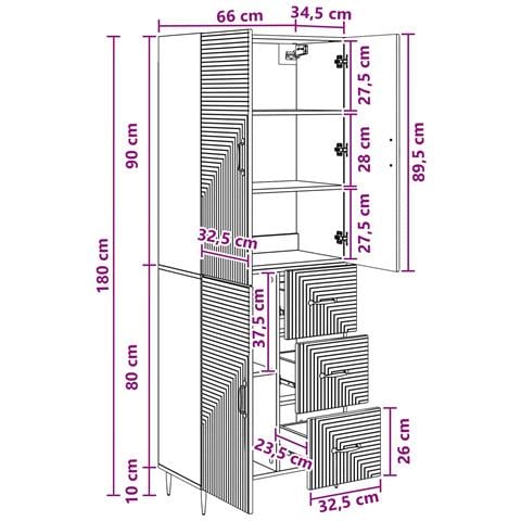 Set di armadi 2 pcs Legno antico 66 x 34,5 x 89,5 cm - Foto 8