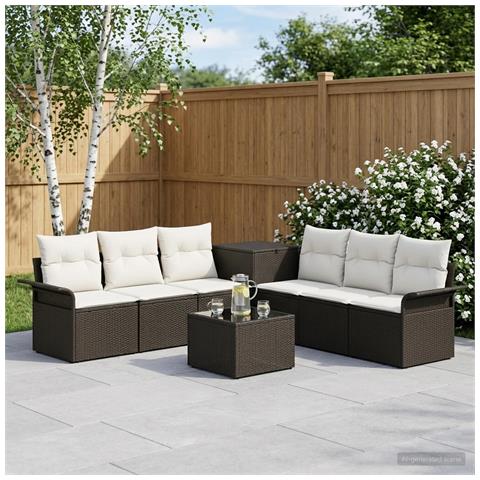 Set di divani 8 pz Nero e Bianco Crema - Foto 2