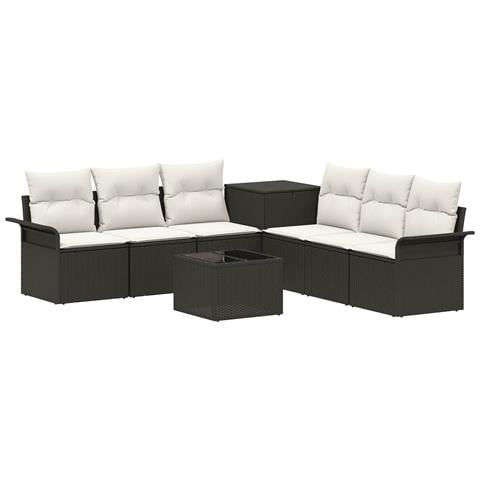 Set di divani 8 pz Nero e Bianco Crema - Foto 1