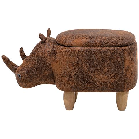 Pouf In Tessuto Similpelle Marrone Chiaro Rhino - Foto 22