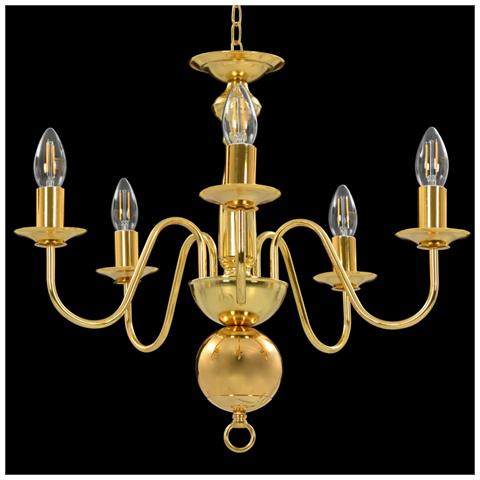 Lampadario Oro 5 Lampadine Attacco E14 - Foto 10