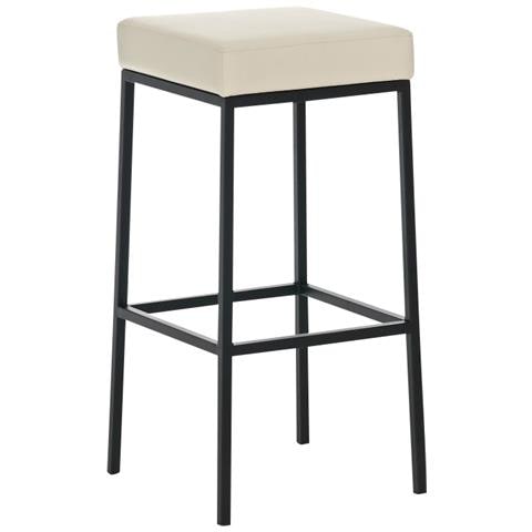 Sgabello Bar Montreal Imbottito In Similpelle I Sgabello Panchetto Design Cucina O Bar Telaio 4 Gambe I Sgabello Bancone H 85 CM Crema Base: Metallo Nero - Foto 1