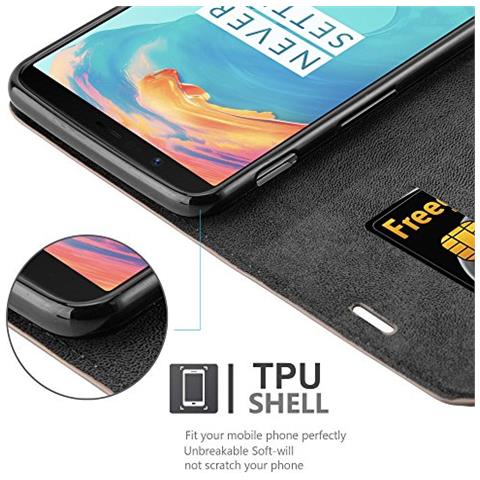 Custodia Compatibile Con Oneplus 5t In Bruno Caffè - Coperchio Protettiva Con Chiusura Magnetica, Funzione Stand E Tasca Per Le Carte - Foto 2