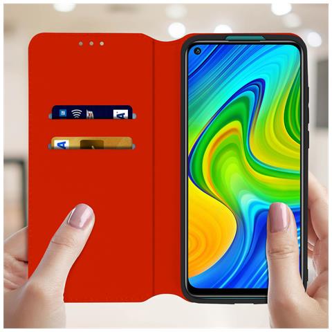 Custodia Xiaomi Redmi Note 9 Portacarte Funzione Supporto Similpelle Rosso - Foto 10