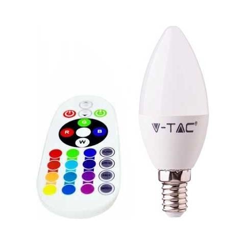 V-tac Smart Vt-2214 Lampadina Led Smd 3.5w E14 Candela Rgb+w Bianco Naturale 4000k Con Telecomando - Sku 2770 - Foto 1