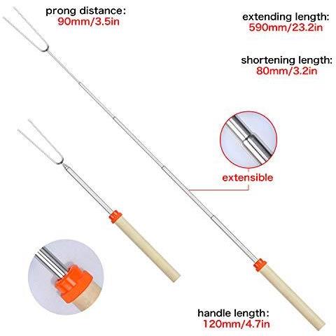 Barbecue Marshmallow Torrefazione Stick Set Di 8 Telescopica Allungabile Rotating Smores Spiedini Hot Dog Forcella Da 32 Pollici Bambini Camping Campfire Fire Pit Accessori 8 Pezzi (non Spiedi Di Bamb) - Foto 2