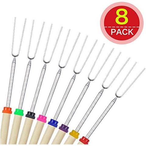 Barbecue Marshmallow Torrefazione Stick Set Di 8 Telescopica Allungabile Rotating Smores Spiedini Hot Dog Forcella Da 32 Pollici Bambini Camping Campfire Fire Pit Accessori 8 Pezzi (non Spiedi Di Bamb) - Foto 1
