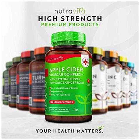 Aceto Di Mele Complex - 180 Vegan Capsule Con Raw Non Filtrata Acv Inoltre Aggiunto Pepe Di Cayenna Curcuma E Radice Di Zenzero - 1033mg Dosaggio Giornaliero - Made In Uk Da - Foto 4