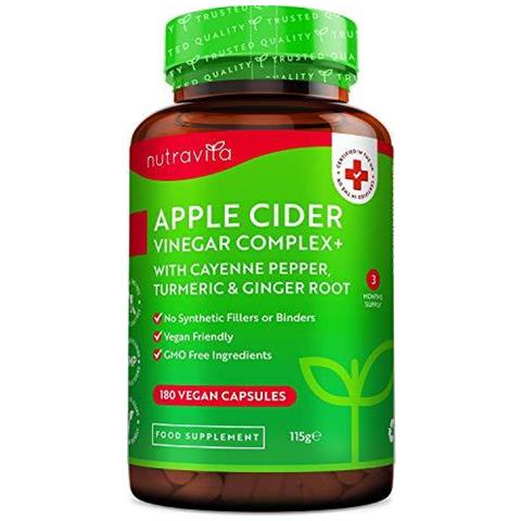 Aceto Di Mele Complex - 180 Vegan Capsule Con Raw Non Filtrata Acv Inoltre Aggiunto Pepe Di Cayenna Curcuma E Radice Di Zenzero - 1033mg Dosaggio Giornaliero - Made In Uk Da - Foto 1