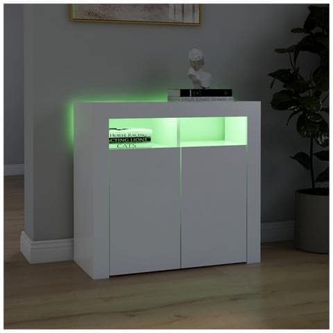 Credenza con Luci LED Bianca 80x35x75 cm - Foto 9