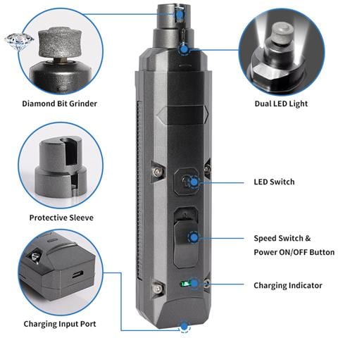 Smerigliatrice Per Unghie Per Cani Tagliaunghie Elettrico Per Animali Domestici 8000 Rpm Luci A Led A Basso Rumore - Foto 6