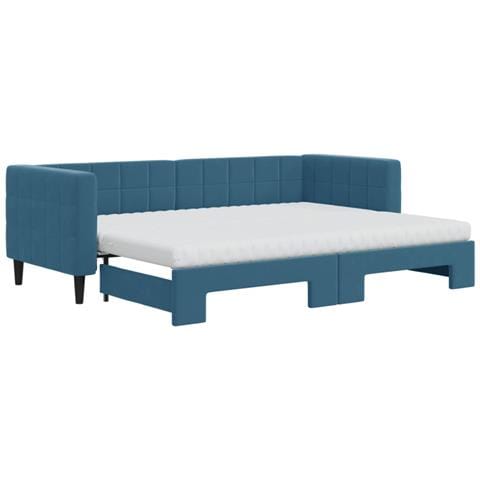 Divano Letto Estraibile Con Materassi Blu 80x200 Cm Velluto - Foto 1