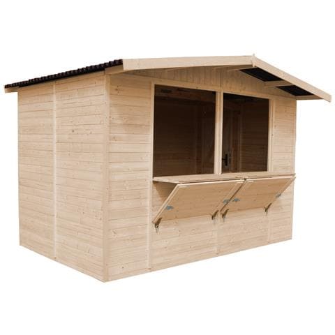 Chiosco Commerciale In Legno Naturale A Pannelli H232x336x263 Cm / 6 M2- Stand Di Vendita Con Pavimento 150 - Foto 1