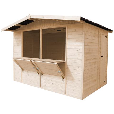 Chiosco Commerciale In Legno Naturale A Pannelli H232x336x263 Cm / 6 M2- Stand Di Vendita Con Pavimento 150 - Foto 2