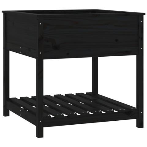 Fioriera Con Mensola Nera 82,5x82,5x81cm Legno Massello Di Pino - Foto 1