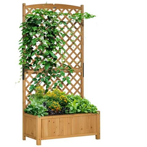 Fioriera Da Esterno In Legno D'abete Con Design Verticale Rialzato, 90x45x180 Cm, Giallo - Foto 2