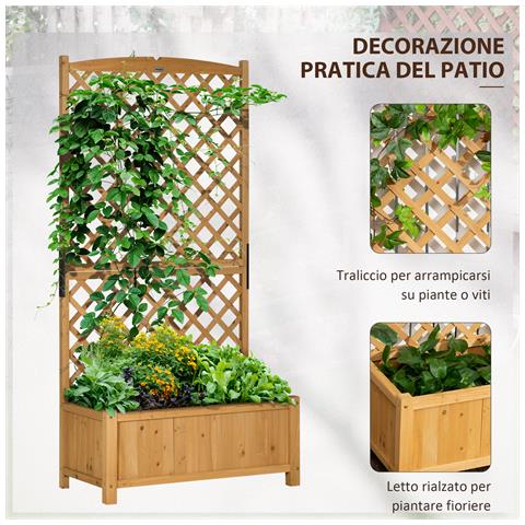 Fioriera Da Esterno In Legno D'abete Con Design Verticale Rialzato, 90x45x180 Cm, Giallo - Foto 5