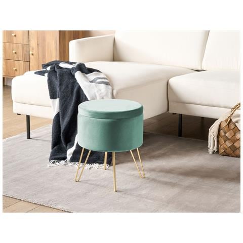 Pouf Contenitore Silas Velluto Verde Menta - Foto 1