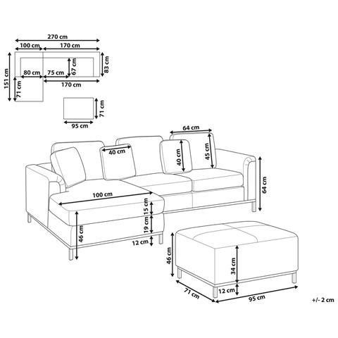 Divano Angolare 5 Posti Oslo Bouclé Bianco Con Ottomana Lato Destro - Foto 8
