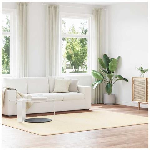 Tappeto Shaggy a Pelo Lungo NAVARRA Crema 200x290 cm poliestere - Foto 1