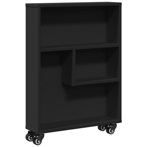 Carrello Portaoggetti Stretto Nero 48x13x68 Cm In Truciolato - Foto 2