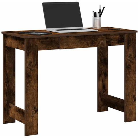 Scrivania Rovere Fumo 100x45x75 Cm In Legno Multistrato - Foto 1