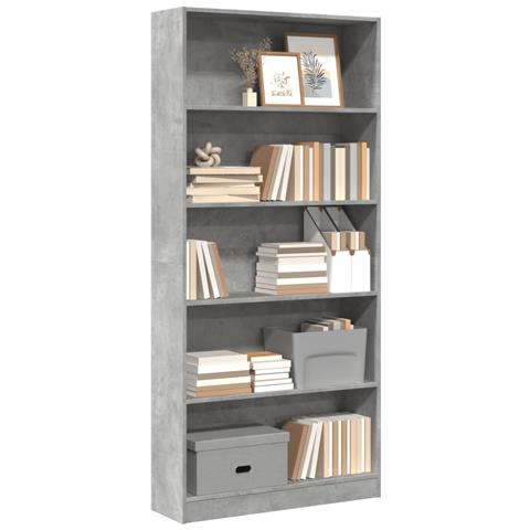 Libreria Grigio Cemento 80x24x176 Cm In Legno Multistrato - Foto 1