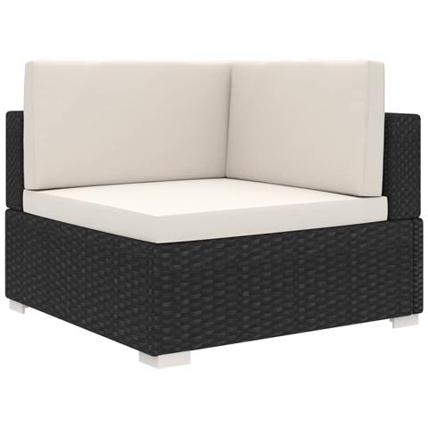 Lusso Casadino -  Poltrona Modulare Ad Angolo 1 Pz Con Cuscini In Polyrattan Nero - Foto 2