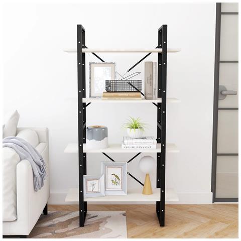 Libreria A 4 Ripiani Bianca 80x30x140 Cm In Massello Di Pino - Foto 2