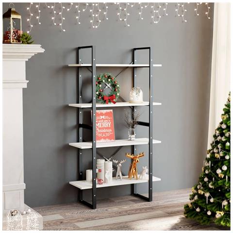 Libreria A 4 Ripiani Bianca 80x30x140 Cm In Massello Di Pino - Foto 8