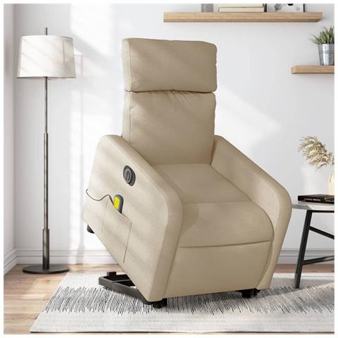 Poltrona Alzapersona Massaggiante Elettrica Crema in Tessuto - Foto 2