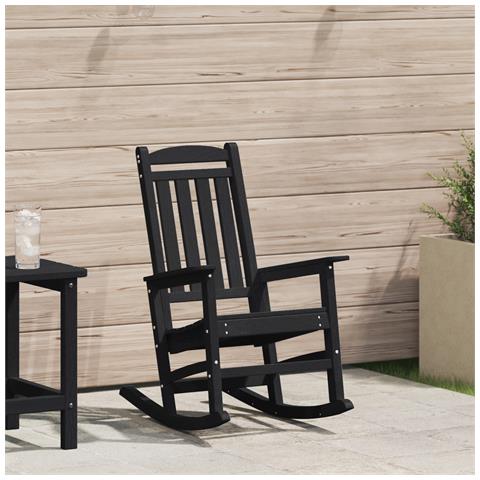 Sedia a dondolo nera 70x92x108 cm HDPE - Foto 2