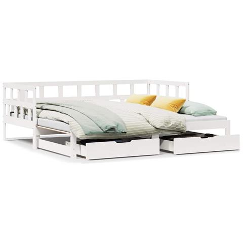 Letto Estraibile con Cassetti senza Materasso Bianco 90x190 cm - Foto 1