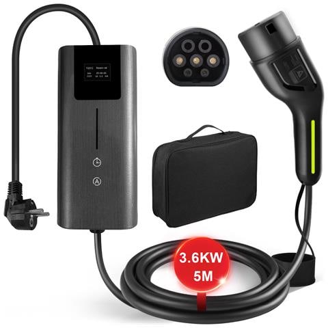 Cavo Ricarica Auto Elettrica Tipo 2 Con Spina Schuko, Ev Charger Caricatore Tipo 2 3.6 Kw, 6/8/10/13/16a Corrente Regolabile (iec 62196-2 | 5m, 3,6kw | 16a) - Foto 1
