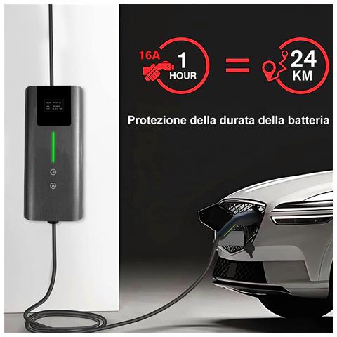 Cavo Ricarica Auto Elettrica Tipo 2 Con Spina Schuko, Ev Charger Caricatore Tipo 2 3.6 Kw, 6/8/10/13/16a Corrente Regolabile (iec 62196-2 | 5m, 3,6kw | 16a) - Foto 2